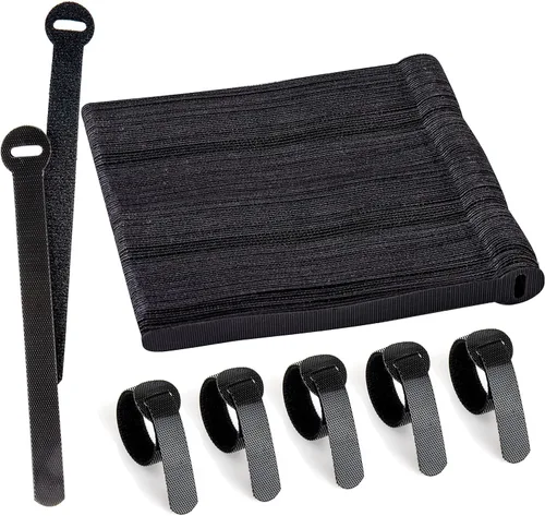 Vista 7 de 60 Sujetadores para Gestión de Cables, Envolturas para Cables Negras de 6 Pulgadas, Sujetadores Reutilizables para Cables Ordenados, PC, TV