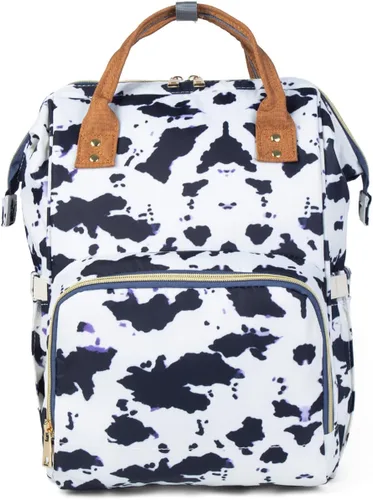 Vista 8 de Mochila de pañales con estampado de vaca con cochecito para mujer, bolsa de pañales de viaje impermeable para el cuidado del bebé, Camo, Moderno