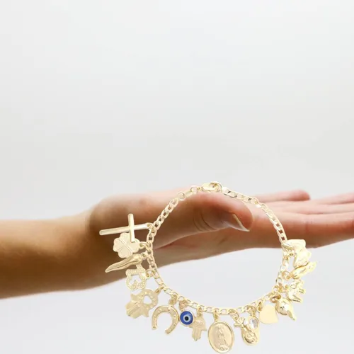 Vista 6 de Azabache - Pulsera de protección con dije de mano Figa chapada en oro de 14 quilates, protege del mal de ojo para mujeres