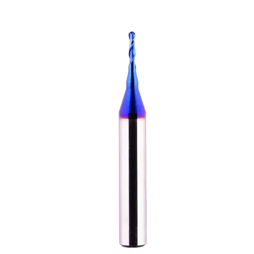 Vista 9 de Brocas de fresadora CNC de vástago de 1/4 pulgadas de carburo con punta de bola con revestimiento nano azul para fresado lateral, fresado