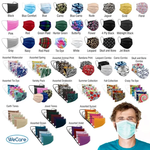 Vista 6 de WECARE Paquete de máscara facial de teñido anudado y bandana para adultos, envuelta individualmente