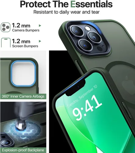Vista 6 de Funda magnética fuerte para iPhone 13 Pro Max [compatible con Magsafe] [protección contra caídas de grado militar] Funda protectora a prueba