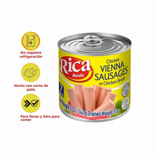 Vista 4 de Rica Chicken Vienna Salchichas de 5 onzas (paquete de 6)