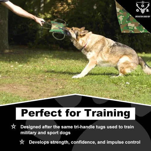 Vista 5 de O.G.B. Operation Good Boy - Almohada de juguete para perros, diseño de tres asas utilizado por entrenadores militares y deportivos, cordones