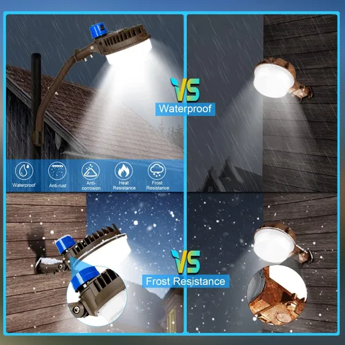 Vista 7 de ledmo Luz de Granero LED de 120W Luz del Atardecer al Amanecer con Ángulo Ajustable con Brazos de Montaje 18000LM Luz de Patio al Aire Libre