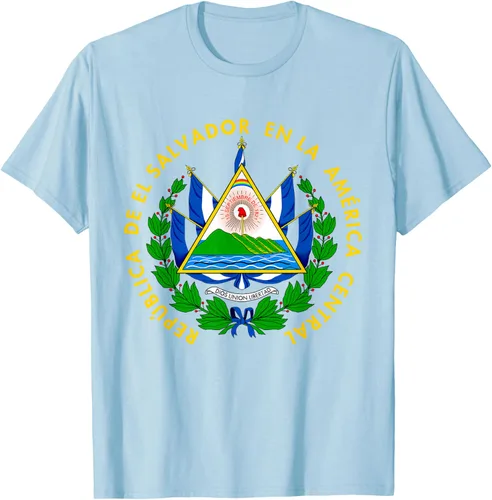 Vista 86 de Camiseta con diseño de emblema de la bandera de El Salvador