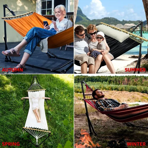 Vista 8 de Tranquillo Unity - Soporte de hamaca ajustable, plegable, para camping, con soporte, capacidad de 800 lbs, soporte de hamaca doble de acero para 2