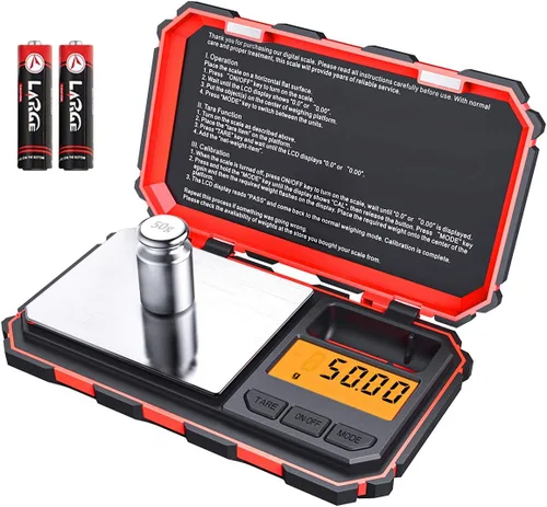 Vista 9 de Mini báscula digital (actualizada), báscula de bolsillo de 7.05 oz/0.00 oz, peso de calibración de 1.76 oz, báscula inteligente electrónica, 6