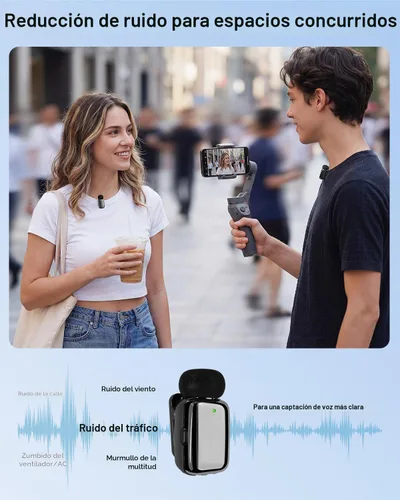 Vista 5 de ZealSound Mini micrófono inalámbrico Lavalier para iPhone, iPad, tabletas Android, PC (USB-C/Lightning), reducción de ruido/duración de la batería