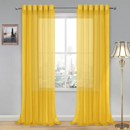 Vista 88 de DWCN Cortinas traslúcidas color verde frijol para sala de estar y dormitorio - Cortinas voile con aspecto de lino sintético con ojales en la parte