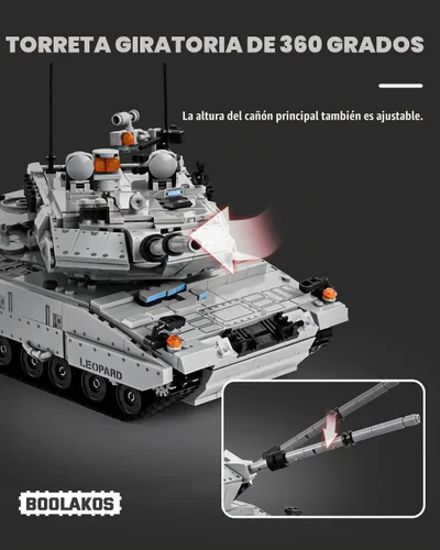 Vista 3 de Leopard II - Bloque de construcción de tanque de batalla principal, juego de juguetes de construcción de tanques militares para exhibir