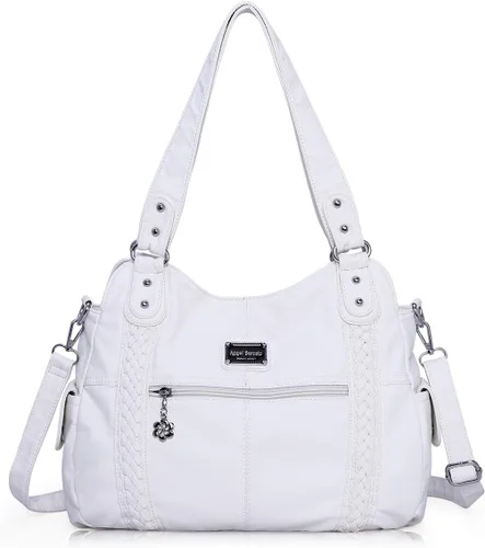 Vista 148 de Angel Barcelo - Bolsa de hombro amplia para mujer, diseño Hobo, cuero lavado