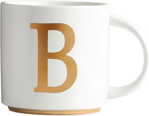 Vista 10 de COLLECTIVE HOME - Tazas de cerámica con monograma, tazas de café con inicial dorada de 15 onzas, elegantes tazas de té del alfabeto, elegante taza p