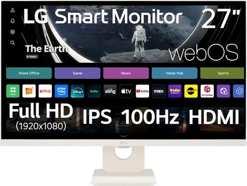 Vista 6 de LG 27SR50F-W Monitor inteligente de 27 pulgadas FHD (1920 x 1080), pantalla IPS, webOS 23, HDR 10, x2 altavoces incorporados, AirPlay 2, pantalla
