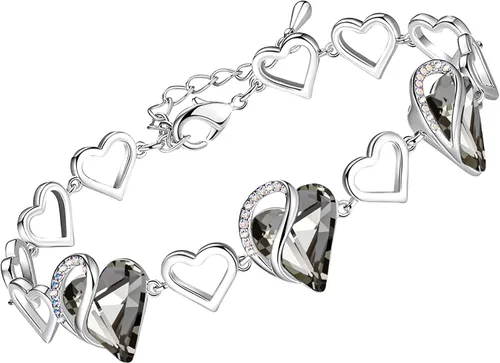 Vista 33 de Leafael Pulsera de eslabones de corazón infinito, piedra natal o piedra curativa para mujer, regalo de joyería de tono plateado para ella, cadena
