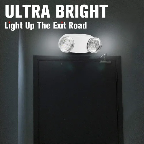 Vista 8 de OSTEK Accesorios de iluminación LED de salida de emergencia con dos cabezales, luz de emergencia LED integrada ajustable estándar de EE. UU.
