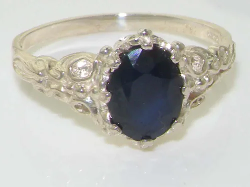 Vista 5 de Anillo de plata de ley 925 auténtica auténtica zafiro para mujer
