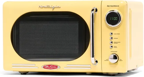Vista 31 de Nostalgia Retro - Horno de microondas para encimera - Incluye 12 ajustes preprogramados y reloj digital - 0.9 pies cúbicos - 800 vatios - Amarillo