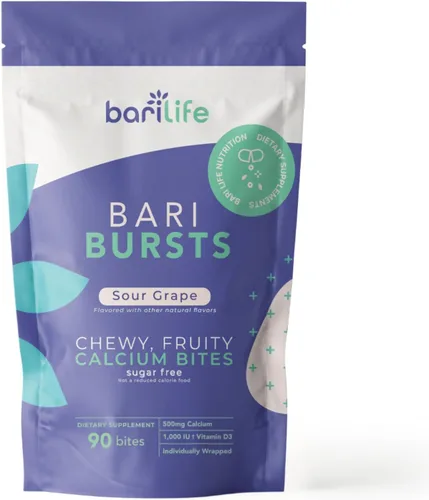 Vista 7 de Masticables de Citrato de Calcio Bariátrico con 1000 UI de Vitamina D3 - Ideal para Pacientes Bariátricos - BariBurst de Bari Life