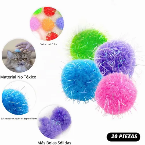 Vista 3 de 20 piezas de juguete extra grande de 1.5 pulgadas con purpurina para gatos