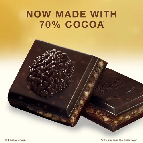 Vista 9 de Ferrero Rocher Barra de chocolate premium, 70% de chocolate amargo, avellana y relleno de cacao, 8 unidades, 3.1 onzas cada una
