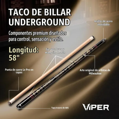 Vista 2 de Viper by GLD Products Underground 58" Pool Cue Stick, 9 Styles, 18-21 Ounce Sangre celta