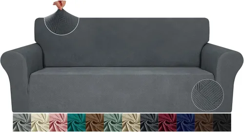 Vista 30 de JIVINE - Funda para sofá biplaza, 1 pieza elástica para sofá de 2 cojines, protector de muebles con parte inferior elástica para niños y mascotas