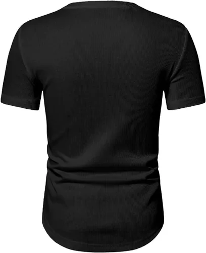 Vista 2 de JMIERR Camiseta ajustada para hombre con cuello en V y cuello en V, camiseta Henley para gimnasio, entrenamiento, atlética