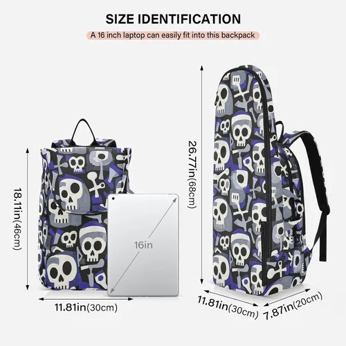 Vista 3 de Sporting Goods - Bolsa de tenis transpirable con calavera abstracta blanca para tenis, bádminton, bolsa de tenis para mujer