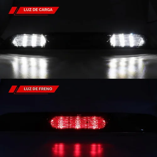 Vista 2 de Tercera tercera luz de freno LED para Ford F150 2015-2017 Lámpara de carga trasera Luz de freno de montaje alto (lente humo de carcasa cromada)