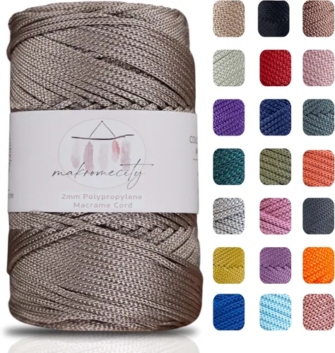 Vista 65 de Makromecity, Cordón de macramé de poliéster de 2 mm x 250 yardas (750 pies) Cordón de macramé de 2 mm de polipropileno para arte y manualidades