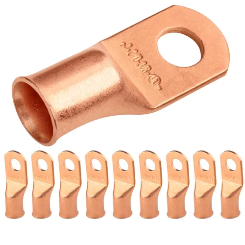 Vista 219 de SELTERM - 5 terminales de anillo resistentes para cable de batería, calibre 1/0 AWG, pernos de 1/2 pulgadas, terminales de calibre 0, ojales