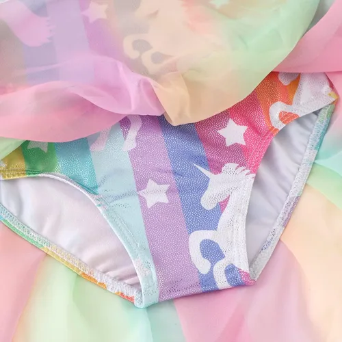 Vista 6 de EQSJIU Leotardos de gimnasia con falda para niñas, tutú de ballet, vestido de danza, leopardo, sirena, unicornio, falda de gimnasia