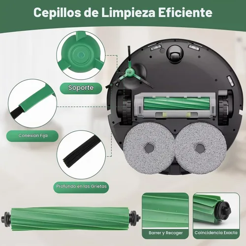 Vista 3 de 25 piezas de kit de accesorios para aspiradora robot iRobot Roomba Plus 405 Combo/505 Combo, piezas de repuesto incluyen 2 cepillos principales, 6