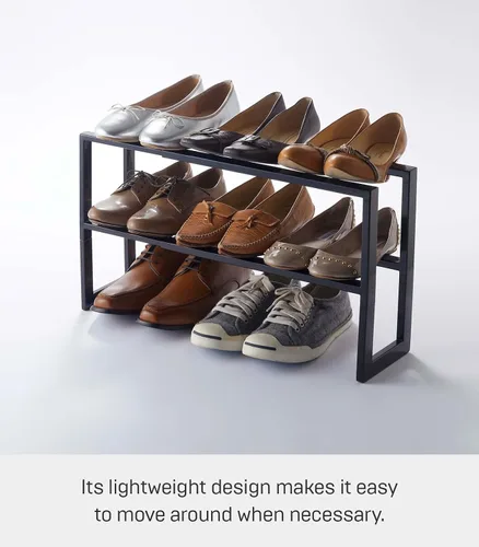 Vista 6 de Yamazaki Inicio Zapatero Expandible, Metal, Acero Ajustable Talla única Negro Adjustable shoe rack with an expanding design. Steel design adapts