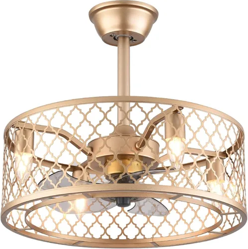 Vista 12 de Ventilador de techo enjaulado de 20 pulgadas con luz, 3 velocidades ajustables, luces de ventilador de techo con control remoto, ventiladores