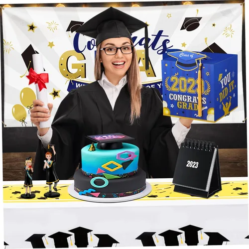 Vista 9 de Caja de tarjetas de graduación 2024 Soporte para tarjetas de felicitaciones, caja de decoración de fiesta de graduación, suministros de celebración