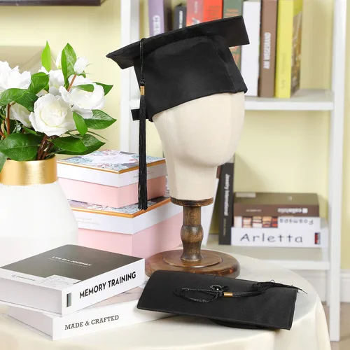Vista 4 de Geyoga 8 gorras de graduación a granel ajustables para adultos con borla para graduados, accesorios de disfraces, accesorios de fotos