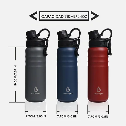 Vista 6 de Botella de agua deportiva aislada con tapa con pajilla, a prueba de polvo, 3 tapas, 24/32/40/64 onzas, apta para lavavajillas y sin BPA, botella