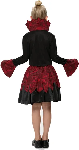 Vista 6 de KOJOOIN Vampire Costumes Set for Girls Halloween Dress Up Party Carnival Cosplay Vampire-Themed Party Role-Playing