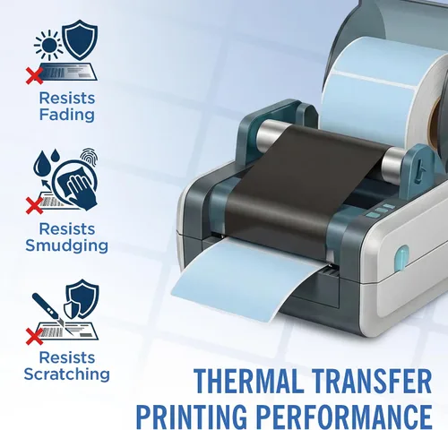 Vista 4 de Blank Labels Etiquetas en rollo de transferencia térmica directa de 4 x 6 pulgadas, 290 azules Núcleos de 3 pulgadas con Perfs Easy Tear