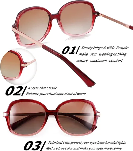 Vista 2 de FEISEDY Gafas de sol polarizadas elegantes clásicas para mujer, gafas de sol cuadradas anchas B2683