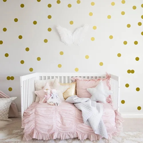 Vista 21 de Calcomanías de pared de lunares coloridos, pegatinas de pared de puntos de acuarela para niños, bebés, niñas, adolescentes y habitación de guardería