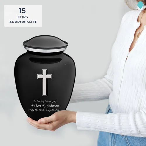 Vista 5 de Geturns Embrace - Urnas de cremación cruzadas personalizadas para adultos para cenizas humanas, urna funeraria grande negra para mujeres y hombres