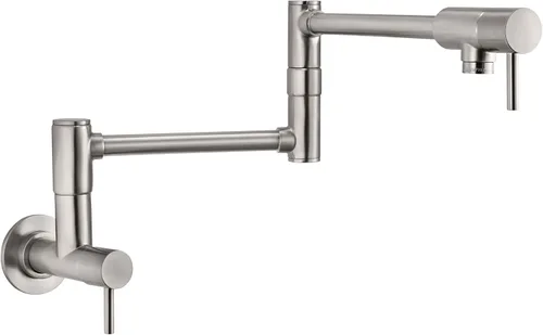 Vista 13 de Pfister Lita Pot Filler - Grifo de cocina, 2 asas, montaje en pared, un solo agujero, acabado dorado cepillado, GT533PFBG