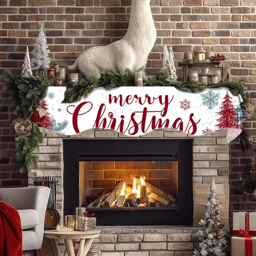 Vista 6 de Bufanda de mantel de Navidad de 70 x 17 pulgadas, decoración para chimenea, bufanda, estantes, bufanda, corredor, decoración de día festivo