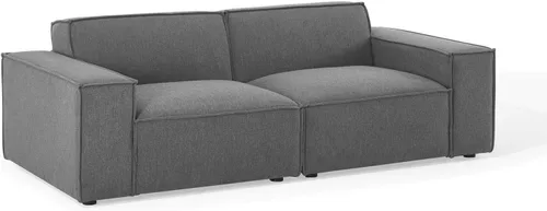 Vista 3 de Modway EEI-4111-CHA Restore - Sofá seccional de 2 piezas, color carbón