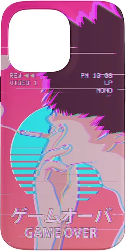 Vista 21 de Funda retro para iPhone 16 Vaporwave Aesthetic Emo Anime Boy Sad Game Over Lofi
