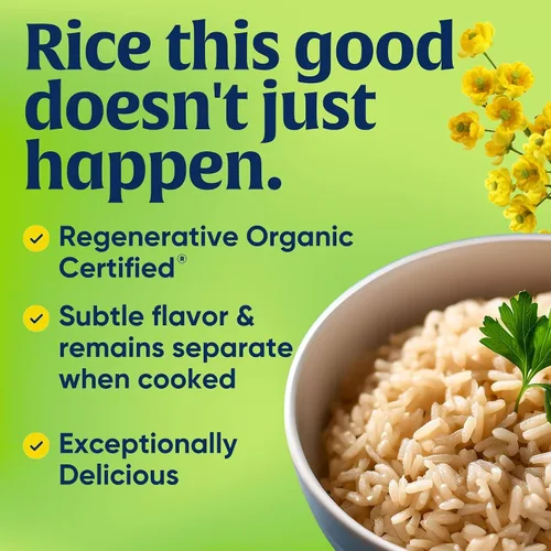 Vista 4 de Lundberg Arroz integral orgánico regenerativo de grano largo, Kosher, certificado orgánico por USDA, sin gluten y sin OMG, 32 onzas (paquete de 1)