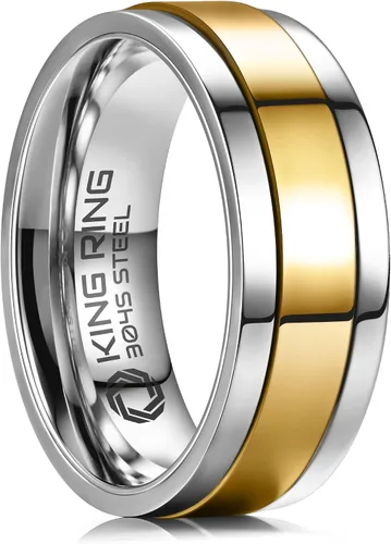 Vista 12 de King Ring 8mm Flat Spinner Stainless Steel Fidget Rings – Designed in USA Negro
